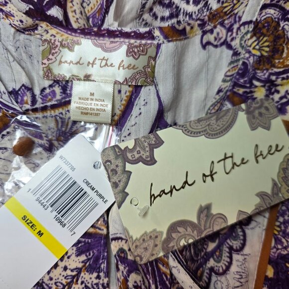 NWT BAND OF THE FREE Purple Paisley Long Sleeve Mini Dress M - Picture 13 of 15